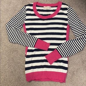 Navy, White and Pink Striped Sweater